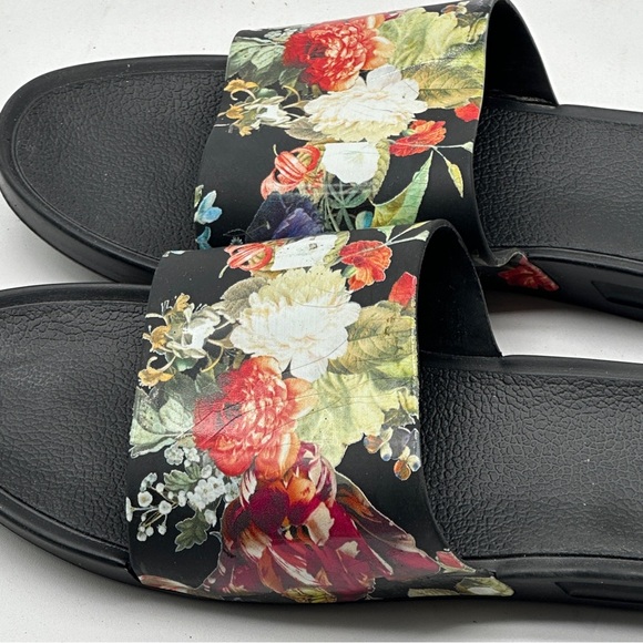 Goats Slides Size 8 / 38Black Flowers Flip Flops Sandals Slip On Beach Pool - Picture 10 of 12